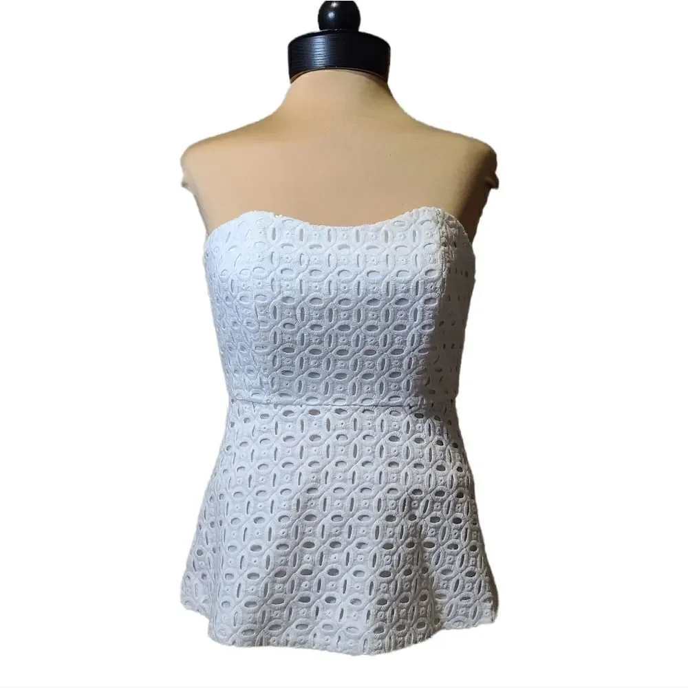 J.Crew JCrew White Eyelet Strapless Summer Top Size 00